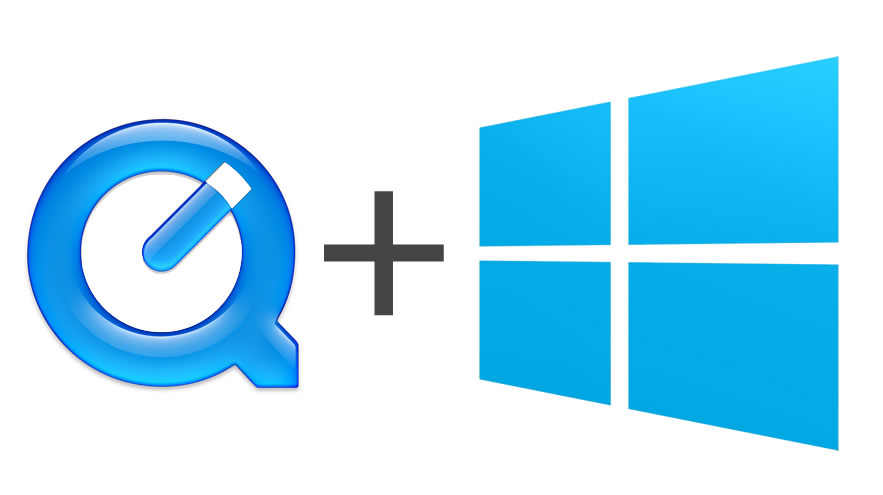 QuickTime and Windows 10 logo.
