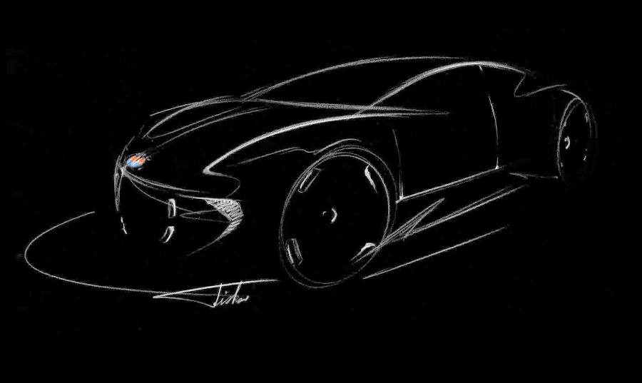 Henry Fisker presented a sketch of what will be the company's first luxury car. 