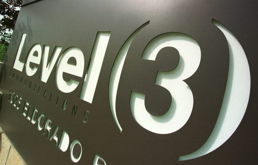 A sign marks the entrance to the Level 3 Communications campus June 18, 2001 in Broomfield, CO. The fiber-optic communications company. Photo by Michael Smith/Getty Images