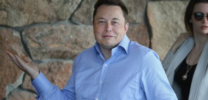 Elon Musk smiles at the camera.