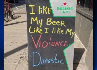 Bar Domestic Violence joke that sparked controversy.