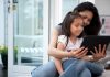 Mother and daughter using a tablet