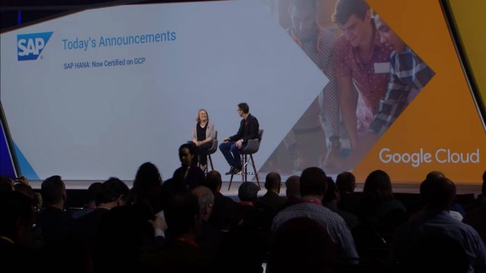 Diane Green and Bernd Leukert on stage