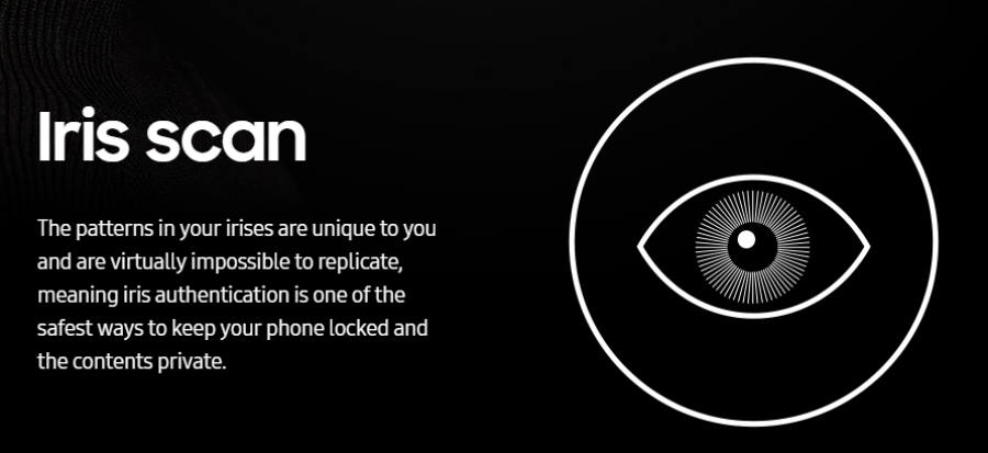 Galaxy s8 and s8+ iris scanner