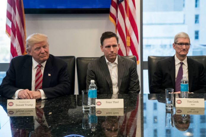 Donald Trump, Peter Thiel, and Tim Cook, American Technology Council