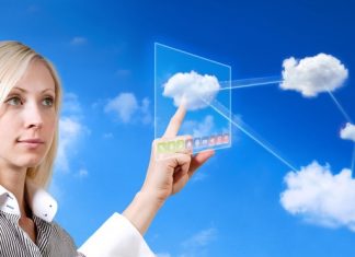 Business Woman Cloud Computing Concept