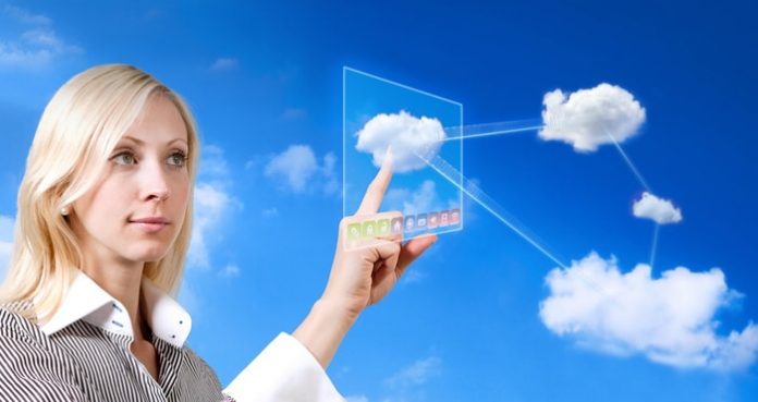 Business Woman Cloud Computing Concept