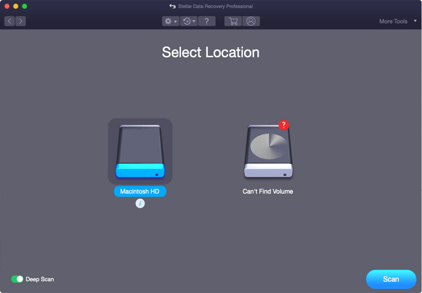 Select location - Stellar Mac Data Recovery