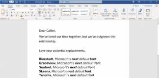 Microsoft Is Replacing Calibri as Default Word Font; Offers Five New Candidates