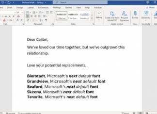 Microsoft Is Replacing Calibri as Default Word Font; Offers Five New Candidates